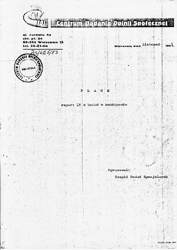 Okładka komunikatu BS/425/83