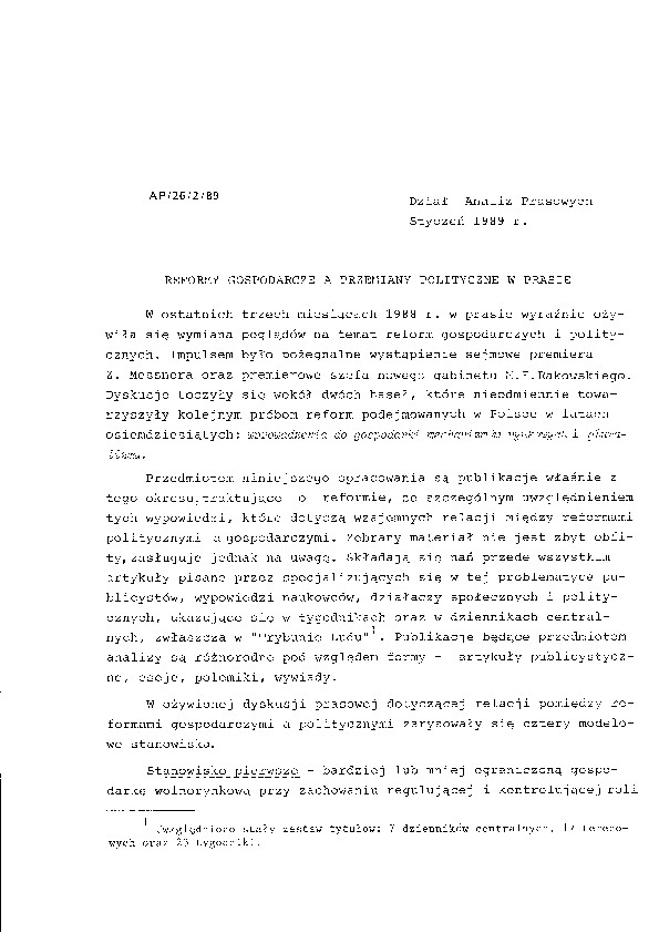 Okładka komunikatu AP/26/2/89