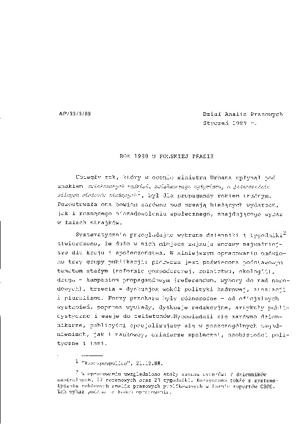 Okładka komunikatu AP/33/3/89