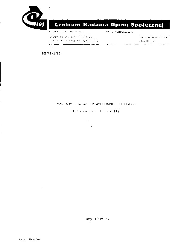 Okładka komunikatu BS/46/3/89