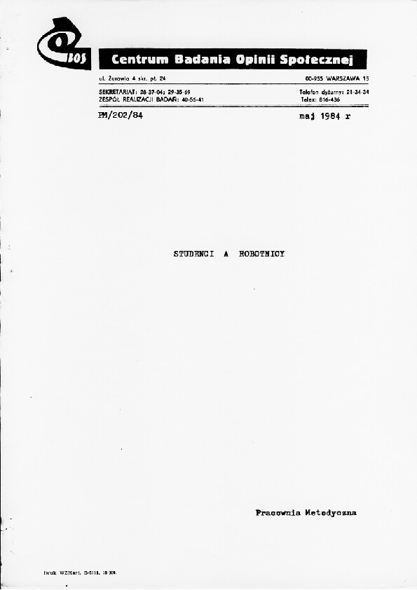 Okładka komunikatu PM/202/84