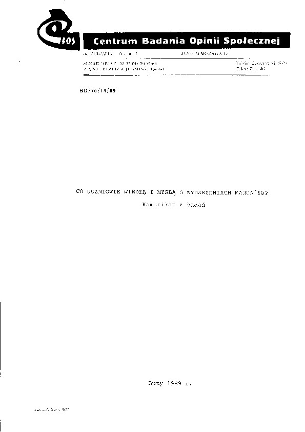 Okładka komunikatu BD/76/14/89