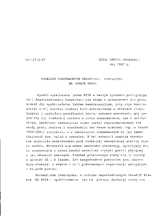 Okładka komunikatu AP/117/5/87