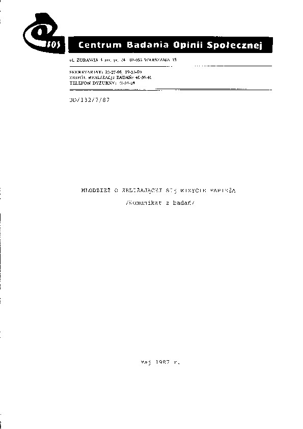 Okładka komunikatu BD/132/7/87