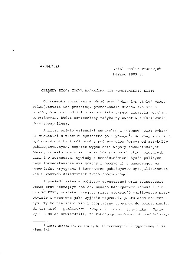 Okładka komunikatu AP/84/4/89