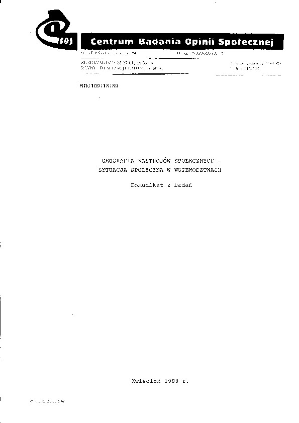 Okładka komunikatu BD/109/18/89