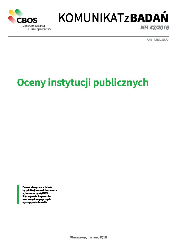 Okładka komunikatu Nr 43/2016