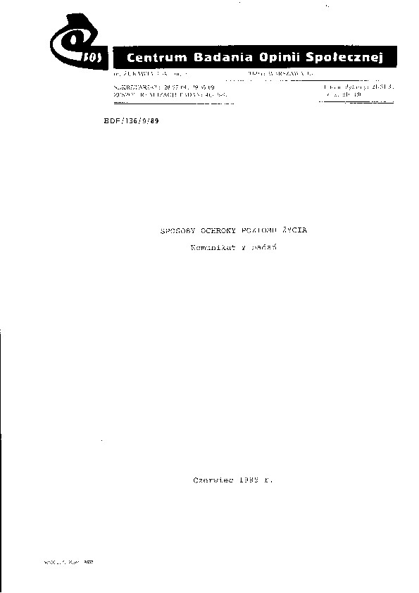 Okładka komunikatu BDF/136/8/89