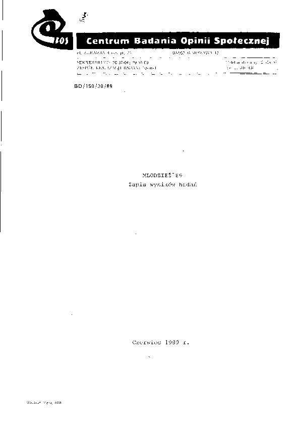 Okładka komunikatu BD/150/30/89