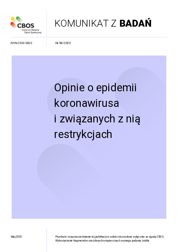 Okładka komunikatu Nr 58/2020