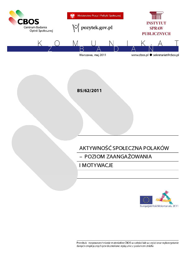 Okładka komunikatu BS/62/2011
