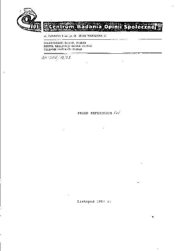 Okładka komunikatu BS/306/12/87