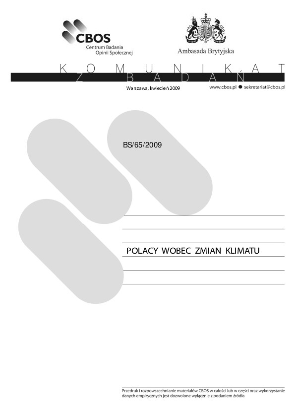Okładka komunikatu BS/65/2009