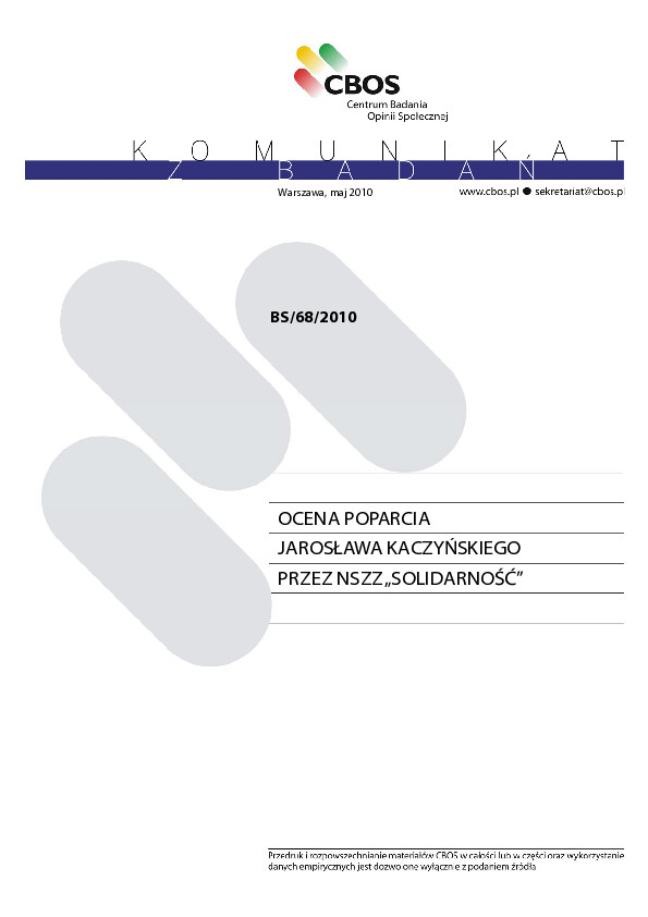 Okładka komunikatu BS/68/2010