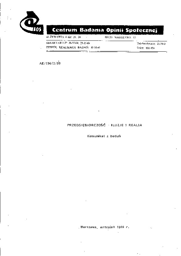 Okładka komunikatu AE/190/2/89