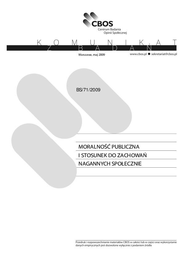 Okładka komunikatu BS/71/2009