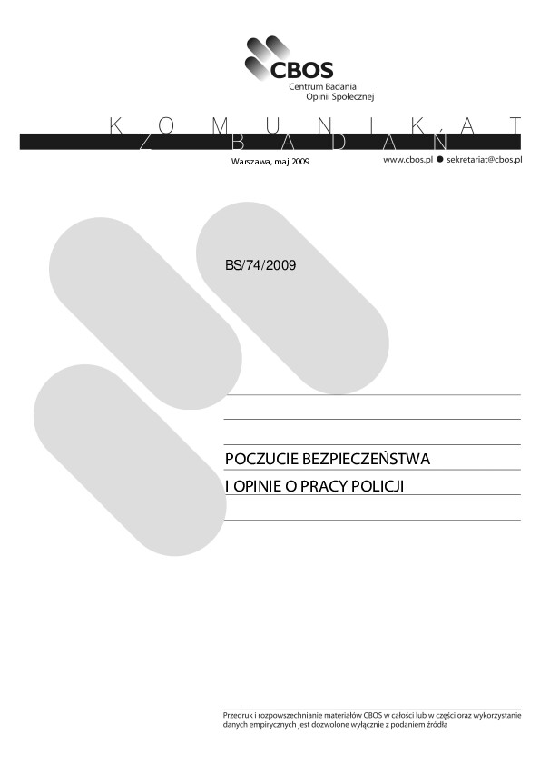 Okładka komunikatu BS/74/2009