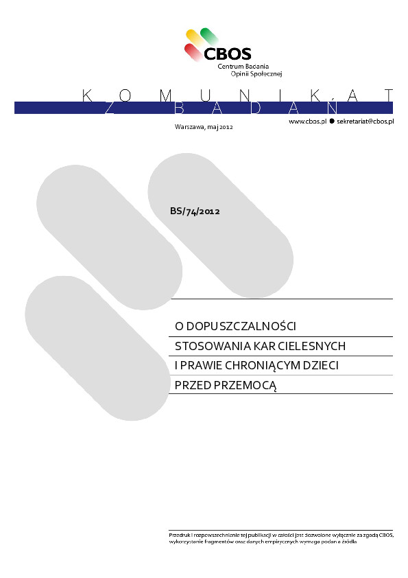 Okładka komunikatu BS/74/2012