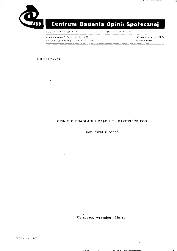 Okładka komunikatu BD/197/42/89