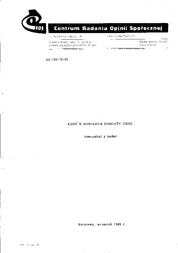 Okładka komunikatu BS/198/16/89