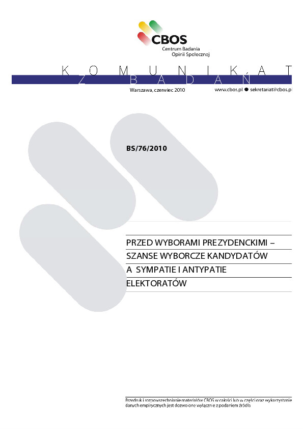 Okładka komunikatu BS/76/2010