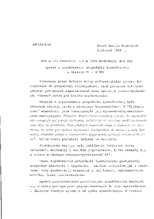 Okładka komunikatu AP/216/8/89