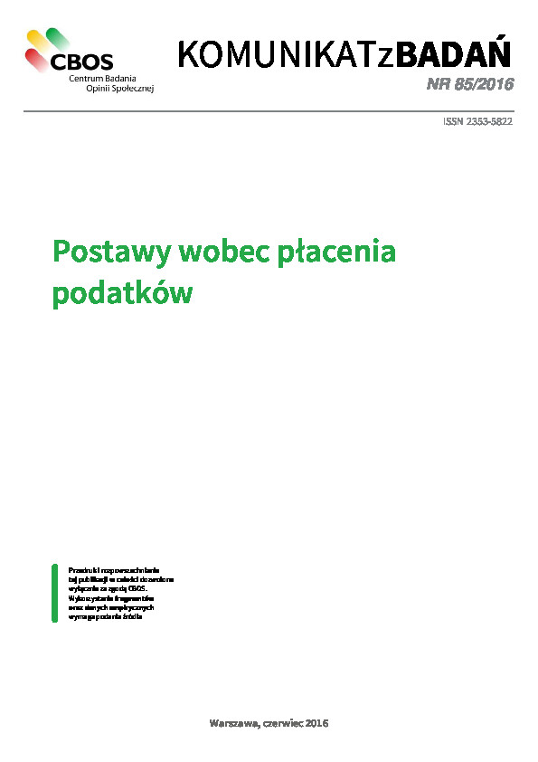 Okładka komunikatu Nr 85/2016