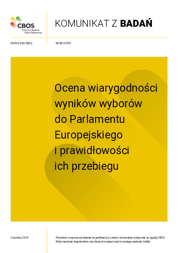 Okładka komunikatu Nr 85/2019