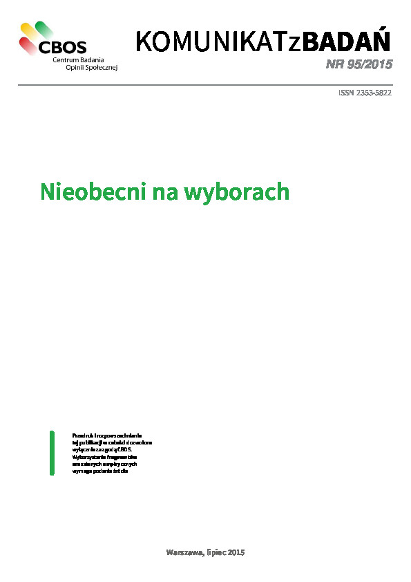 Okładka komunikatu Nr 95/2015