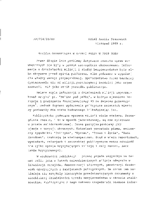 Okładka komunikatu AP/234/10/89
