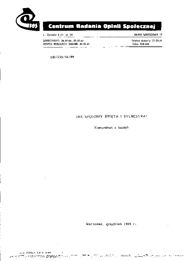 Okładka komunikatu BD/235/54/89