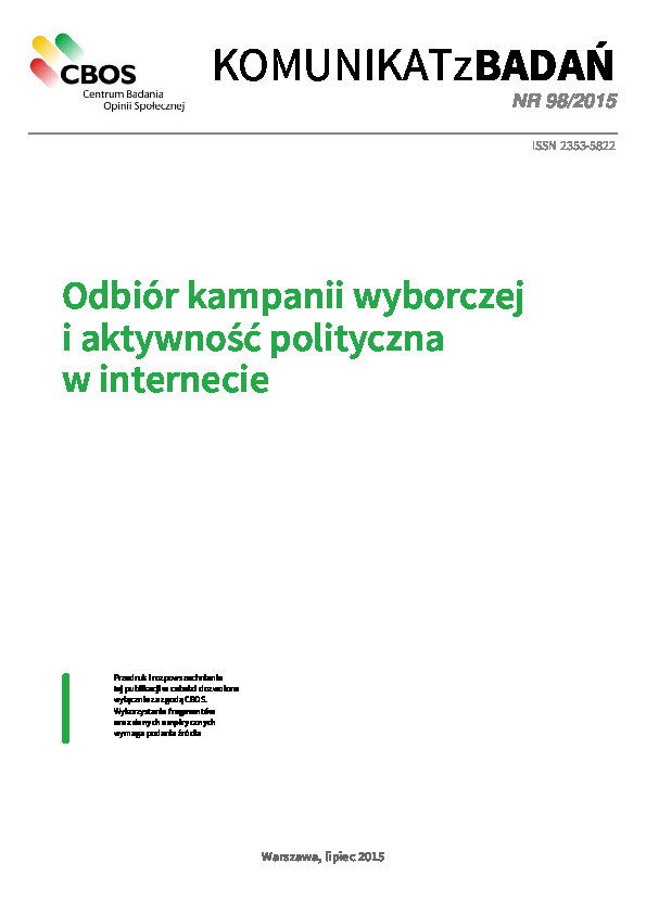 Okładka komunikatu Nr 98/2015