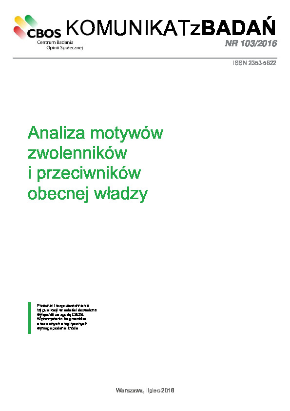 Okładka komunikatu Nr 103/2016