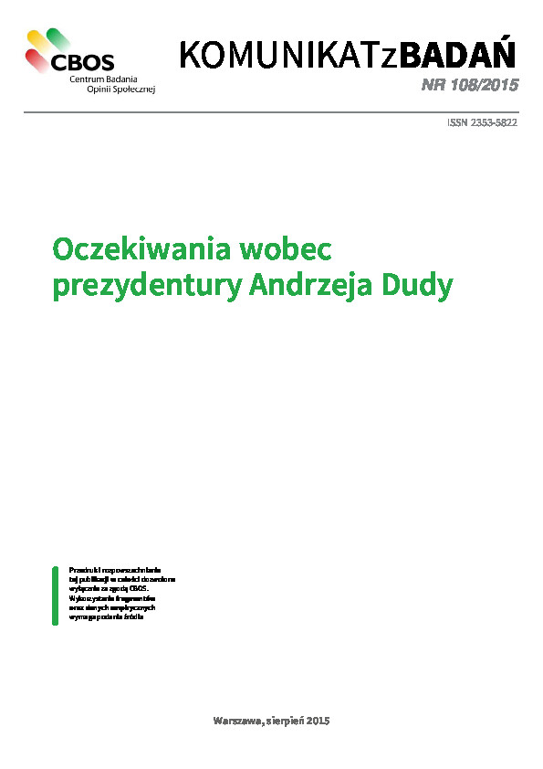 Okładka komunikatu Nr 108/2015