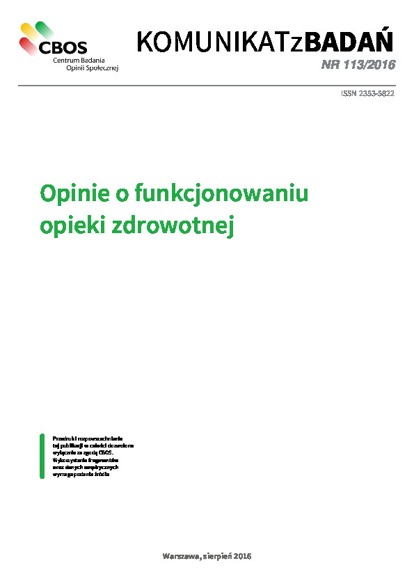 Okładka komunikatu Nr 113/2016