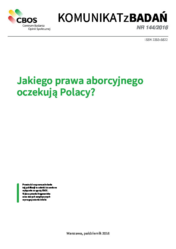 Okładka komunikatu Nr 144/2016