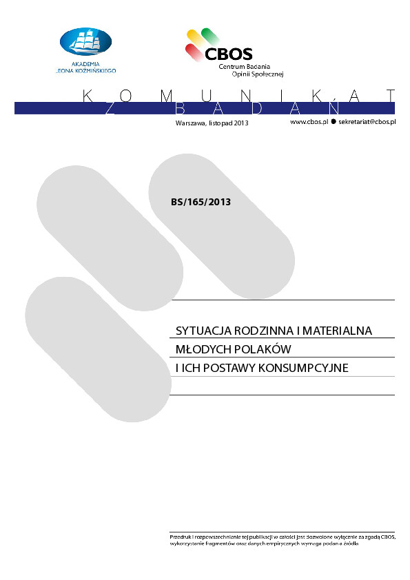 Okładka komunikatu BS/165/2013